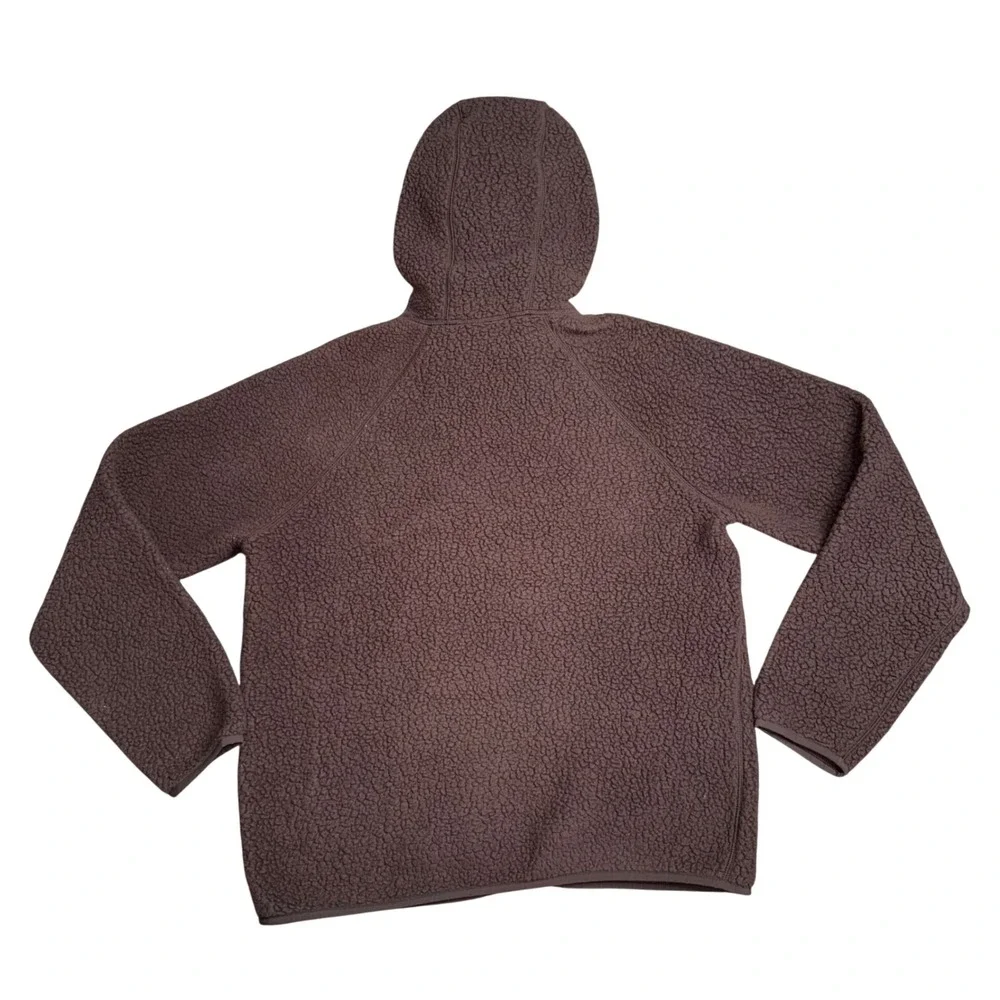 TNA Sherpa Fleece Hoodie Womens M Brown Excellent Full Zip Aritzia Jacket